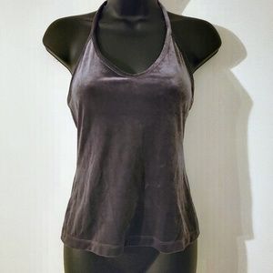 BCBG Velvet Grey Halter Top Size Small